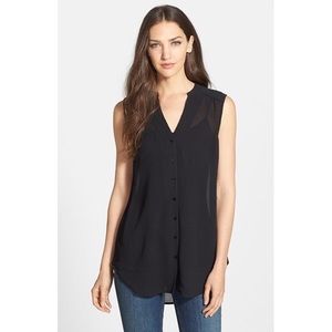 Eileen Fisher Silk Mandarin Collar 100% Silk Tunic